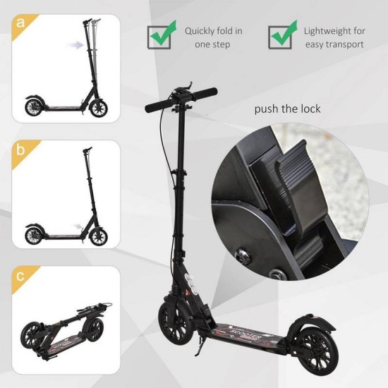 Reiten Adult Teens Kick Scooter Fold Adjust 14+ with Rear Wheel & Hand Brake - Black Reiten Adult Teens Kick Scooter Fold Adjust 14+ with Rear Wheel & Hand Brake - Black