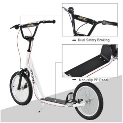 Reiten 90-96cm Kids Kick Scooter with Adjustable Handlebar - White