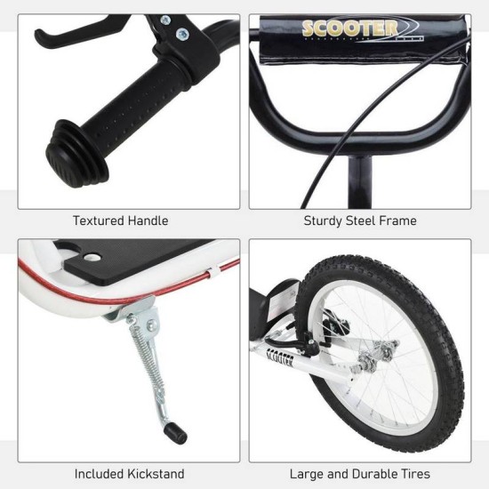 Reiten 90-96cm Kids Kick Scooter with Adjustable Handlebar - White Reiten 90-96cm Kids Kick Scooter with Adjustable Handlebar - White