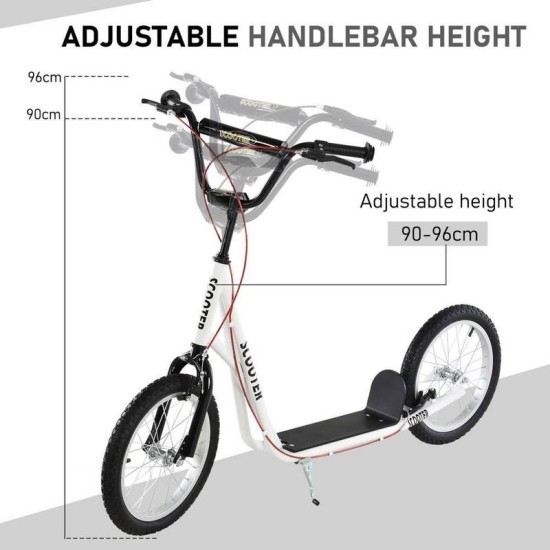 Reiten 90-96cm Kids Kick Scooter with Adjustable Handlebar - White Reiten 90-96cm Kids Kick Scooter with Adjustable Handlebar - White