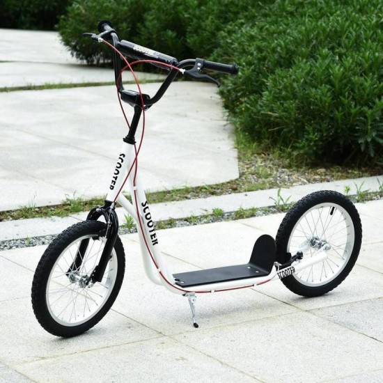 Reiten 90-96cm Kids Kick Scooter with Adjustable Handlebar - White Reiten 90-96cm Kids Kick Scooter with Adjustable Handlebar - White