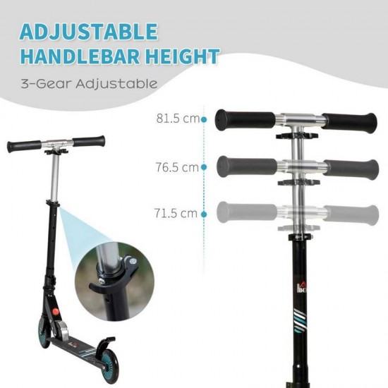 Homcom Kids Kick Scooter One Click Foldable Adjustable Height 3-8 Years Black Homcom Kids Kick Scooter One Click Foldable Adjustable Height 3-8 Years Black