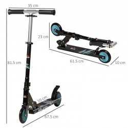 Homcom Kids Kick Scooter One Click Foldable Adjustable Height 3-8 Years Black