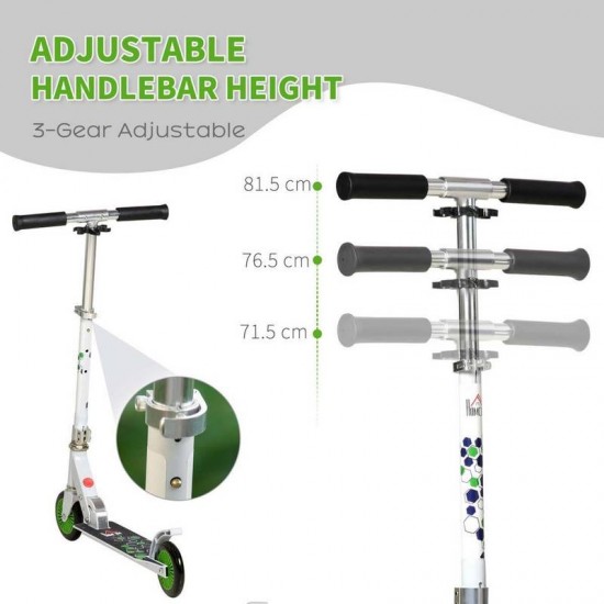 Homcom Kids Kick Scooter One Click Foldable Adjustable Height 3-8 Years White Homcom Kids Kick Scooter One Click Foldable Adjustable Height 3-8 Years White