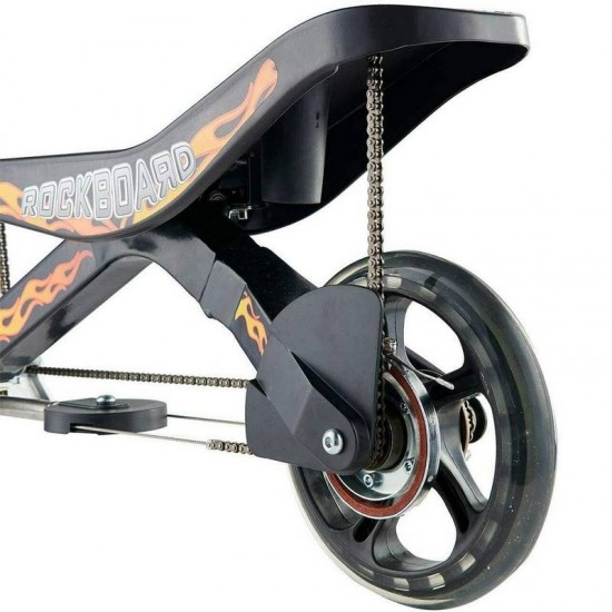 Rockboard RBX Kick Scooter with Flywheel, Air Pressure Damper, Brakes & Air Suspension - Glossy Black