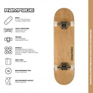 Rampage Stain Premium Complete Skateboard - Natural 8"