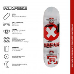 Rampage Glitch Delete Complete Skateboard - White 8"
