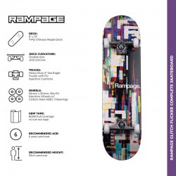 Rampage Glitch Flicker Complete Skateboard - Multi 8"