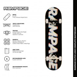 Rampage Glitch Logo Complete Skateboard - Multi 8"