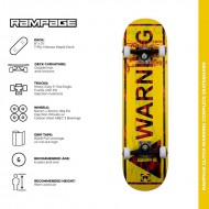 Rampage Glitch Warning Complete Skateboard - Yellow 8"