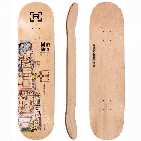 Rampage MIR Schematic Skateboard Deck - Natural 8.25